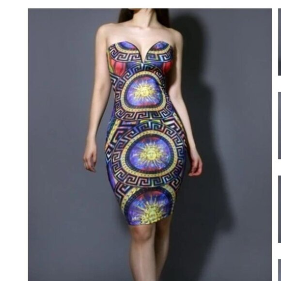 Medusa Venetian Strapless Bodycon Dress Gianni Style Cocktail Party Event Sz 3XL - Picture 1 of 11